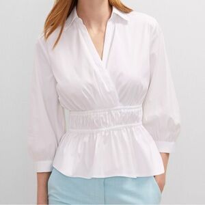 Ann Taylor White Collared Blouse Spring 25 collection NWT Size:M